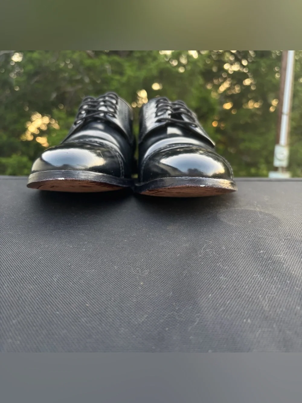 Johnston & Murphy Bradford Cap Toe Oxfords Black Polished Brush Off Leather 10D